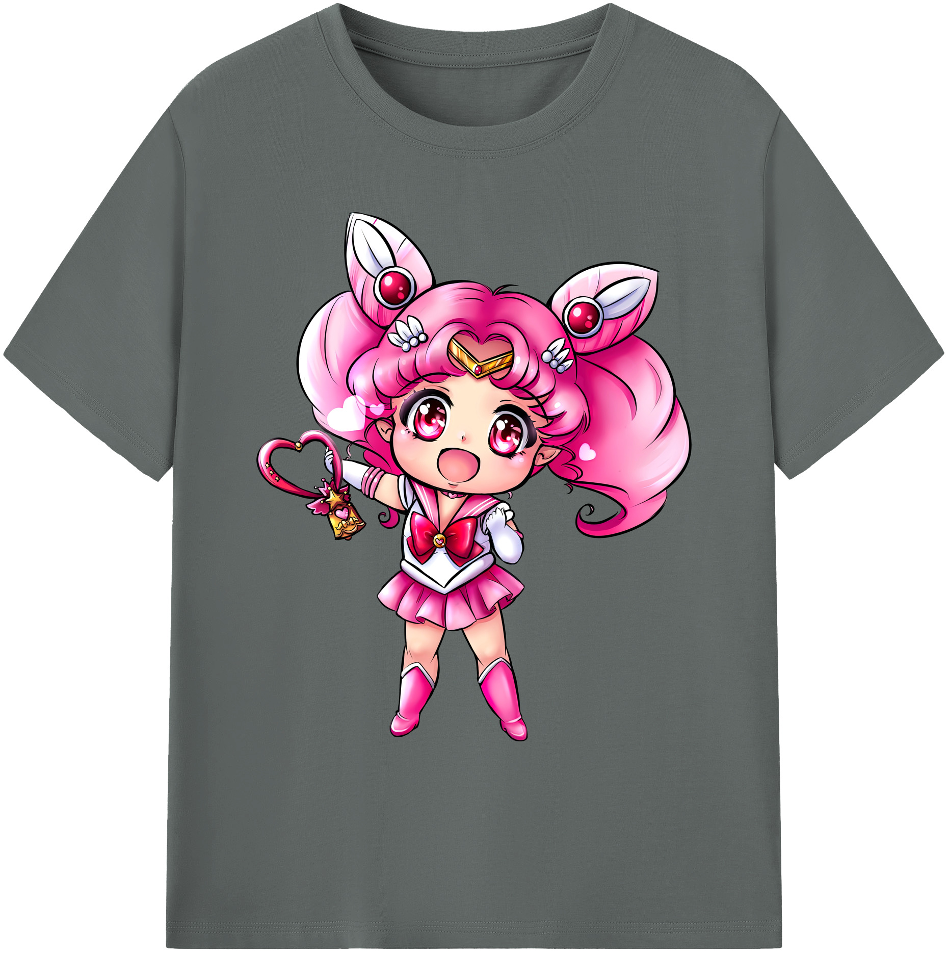 （画像用） 美少女戦士セーラームーン ちびうさ Sailor Moon Chibiusa Tsukino Usagi Small Lady Serenity 綿100％ メンズ半袖Tシャツ｜肌触りやわらか＆通気性